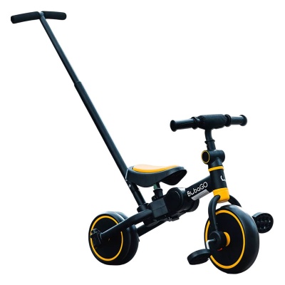 Беговел-велосипед с ручкой Bubago Flint BG-FP-109-6 чёрно-жёлтый 01